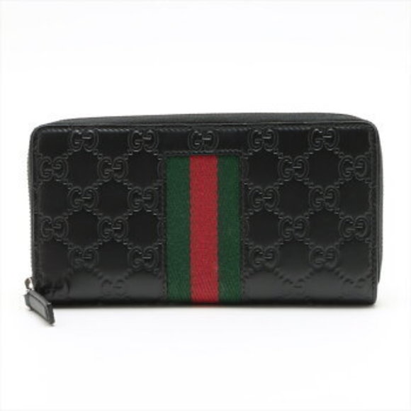 Gucci long Web bifold zip EEE Wallet leather ssima - Picture 1 of 8